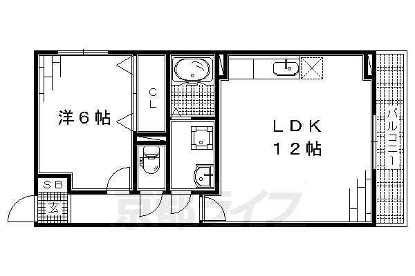 ロゼ・クリスタII(1LDK/1階)の間取り写真