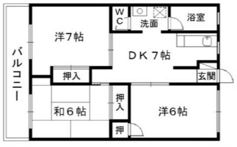 REGALO小倉南壱番館(3DK/1階)の間取り写真