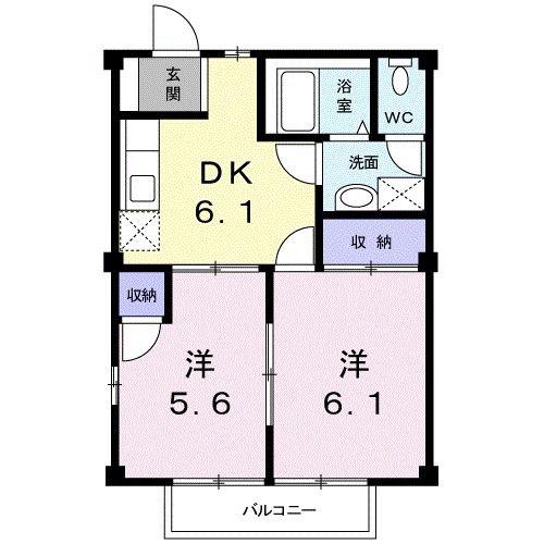 エムエムハイツB(2DK/2階)の間取り写真