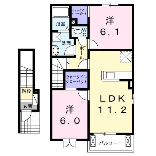 エアリーソレイユ(2LDK/2階)の間取り写真