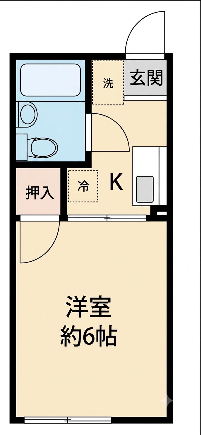 岡本ハイツ(1K/1階)の間取り写真