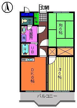 グレイスマンション(2K/2階)の間取り写真