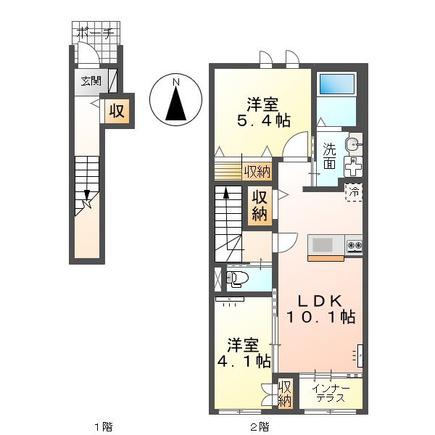 シェルル・スカイシー(2LDK/2階)の間取り写真