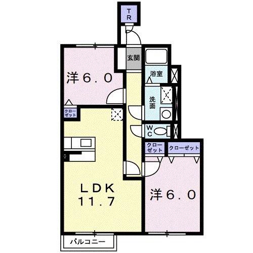 グラシオッソ(2LDK/1階)の間取り写真