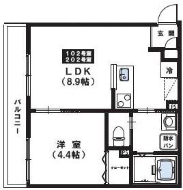 MAISON CALME(1LDK/1階)の間取り写真