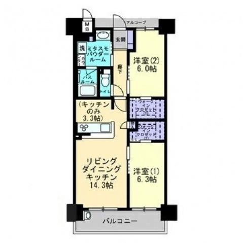 アルファスマート丸亀駅II(2LDK/10階)の間取り写真