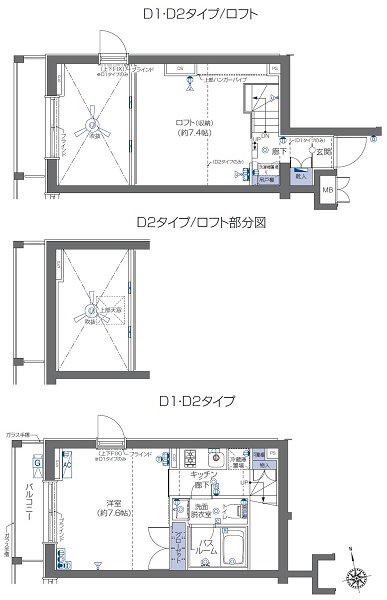ZOOM六本木(1K/3階)の間取り写真