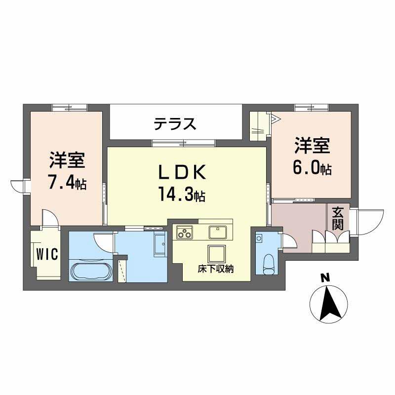 輝 阪南町(2LDK/1階)の間取り写真