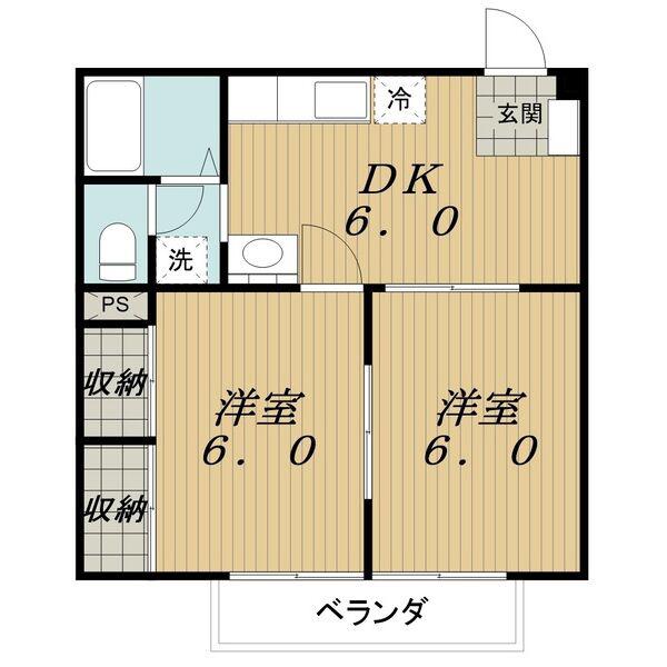 サンライズソハラ(2DK/2階)の間取り写真
