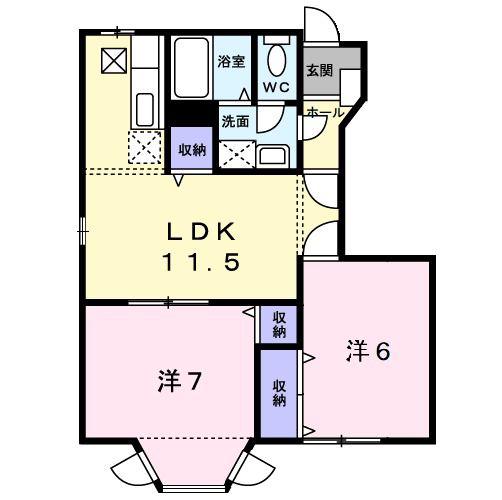 エスペランスI(2LDK/1階)の間取り写真