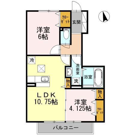 ソシアフジケン(2LDK/1階)の間取り写真