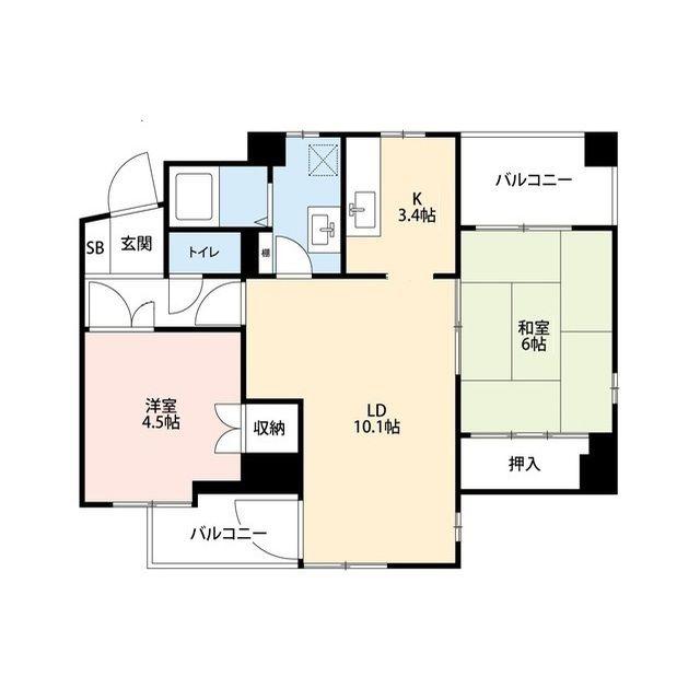 レジデンス辰巳(2LDK/2階)の間取り写真
