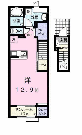 観音寺新町2丁目アパート(ワンルーム/2階)の間取り写真