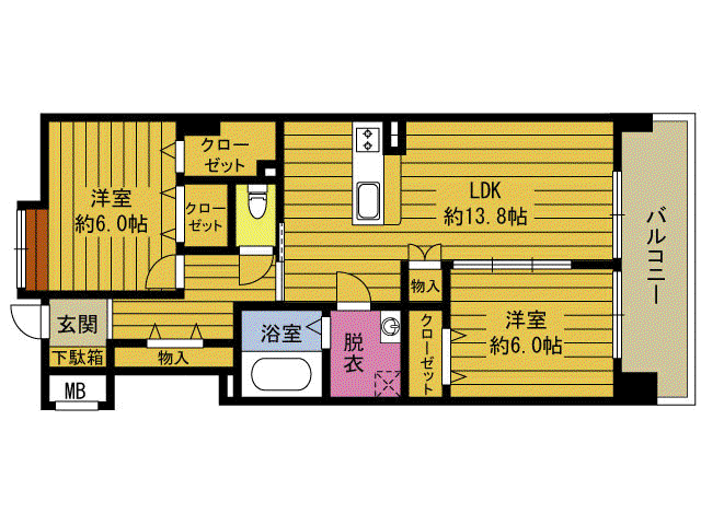 アディα NEO(2LDK/4階)の間取り写真