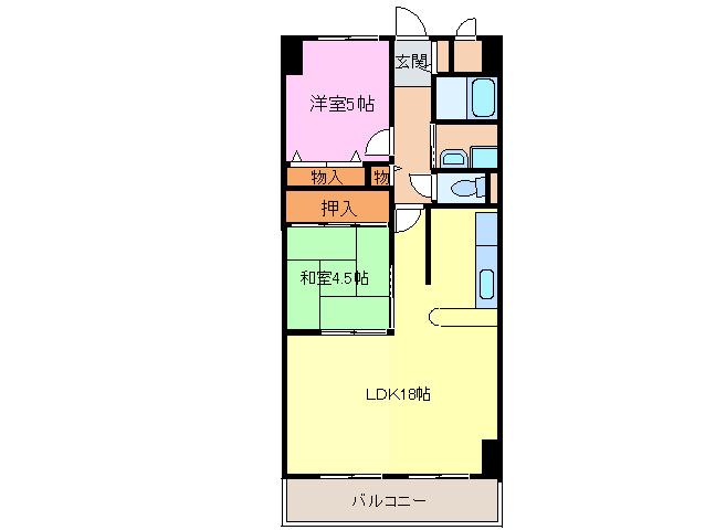 ろによん(2LDK/5階)の間取り写真