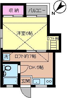 ハイツシライシ(1DK/2階)の間取り写真