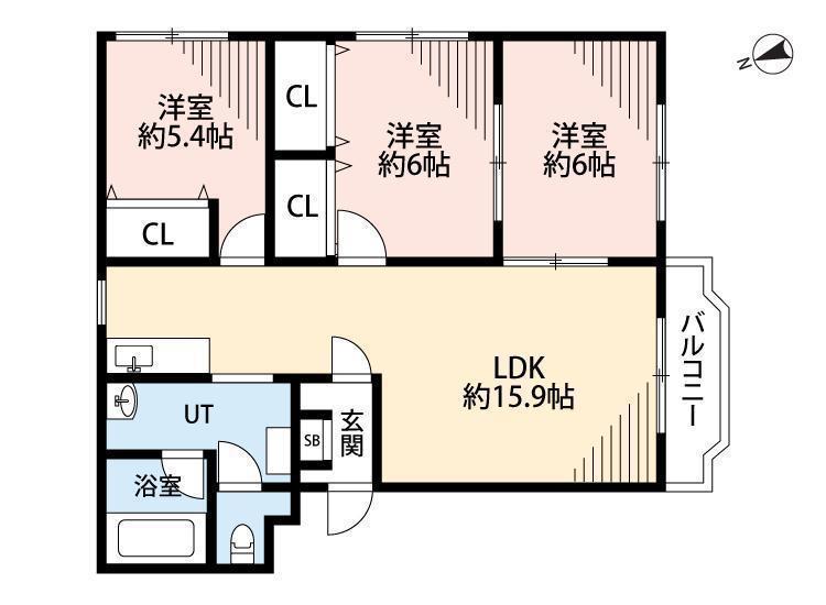 プレミアムNK(3LDK/3階)の間取り写真