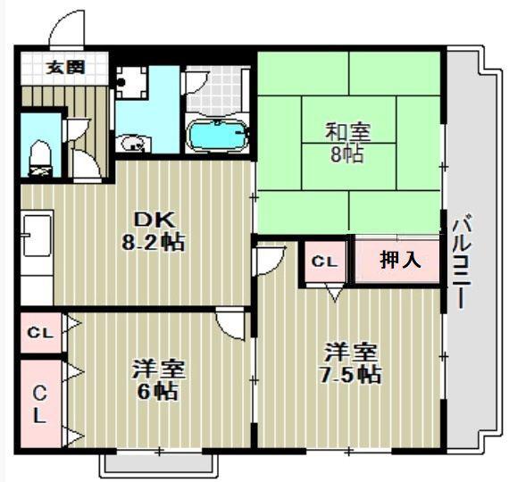 ルナパリス(3DK/6階)の間取り写真