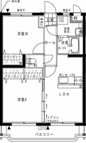 サニーコート笹目(2LDK/2階)の間取り写真