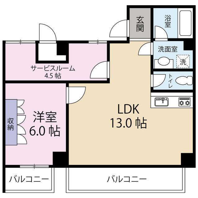 ベルジュ浦和仲町(1SLDK/6階)の間取り写真