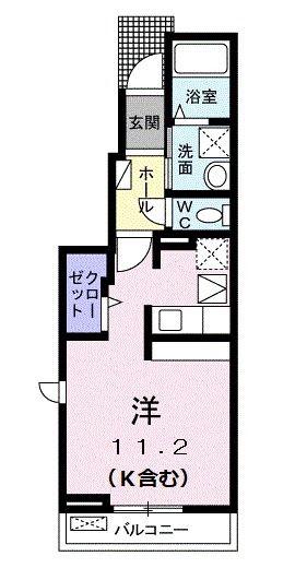 ラブリー B(ワンルーム/1階)の間取り写真