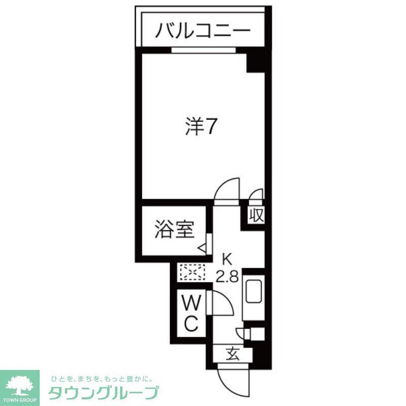 CASSIA浦安(1K/2階)の間取り写真