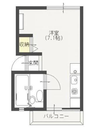 サンセベリア(ワンルーム/2階)の間取り写真