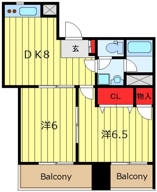 AIRY西日暮里(2DK/6階)の間取り写真