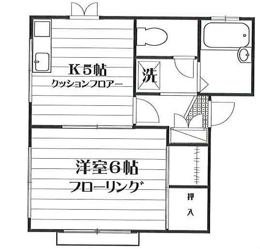 ドエル熊谷(1K/1階)の間取り写真