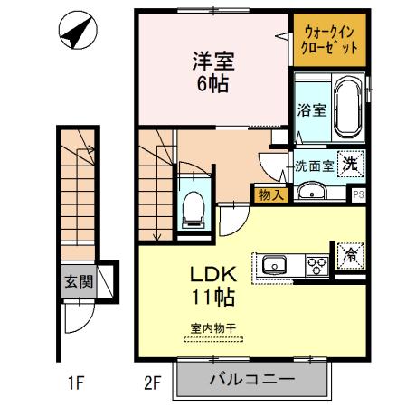 アネシス(1LDK/2階)の間取り写真