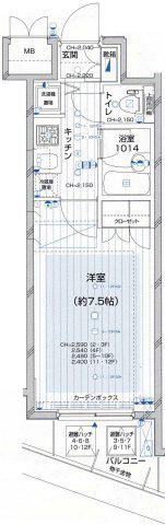 グラーサ東京イースト(1K/5階)の間取り写真