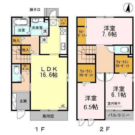 TKM A棟(3LDK/1階)の間取り写真