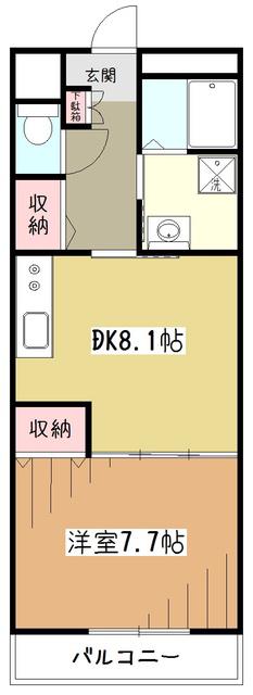 エクセルハイム(1DK/2階)の間取り写真