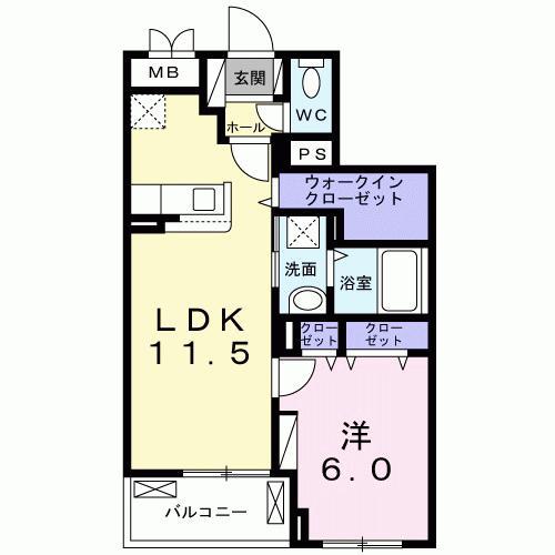 フォレスト ラコ(1LDK/1階)の間取り写真