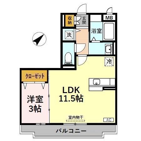 MAISON DE YASUKA メゾンドヤスカ(1LDK/3階)の間取り写真