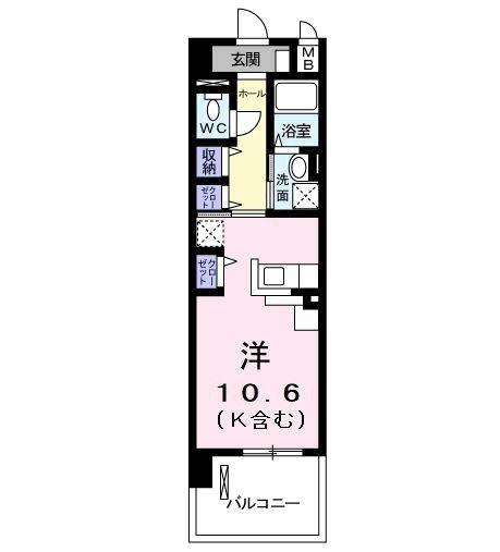ル ポン ド ラルカンシェル(ワンルーム/7階)の間取り写真