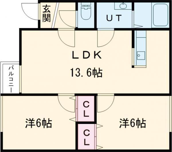 スペース北浜I(2LDK/1階)の間取り写真