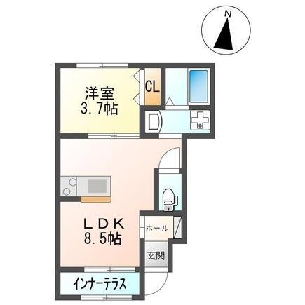 ラ・ガランジア(1LDK/1階)の間取り写真