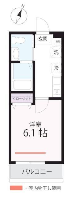 ハーミットクラブハウス神奈川新町(1K/1階)の間取り写真