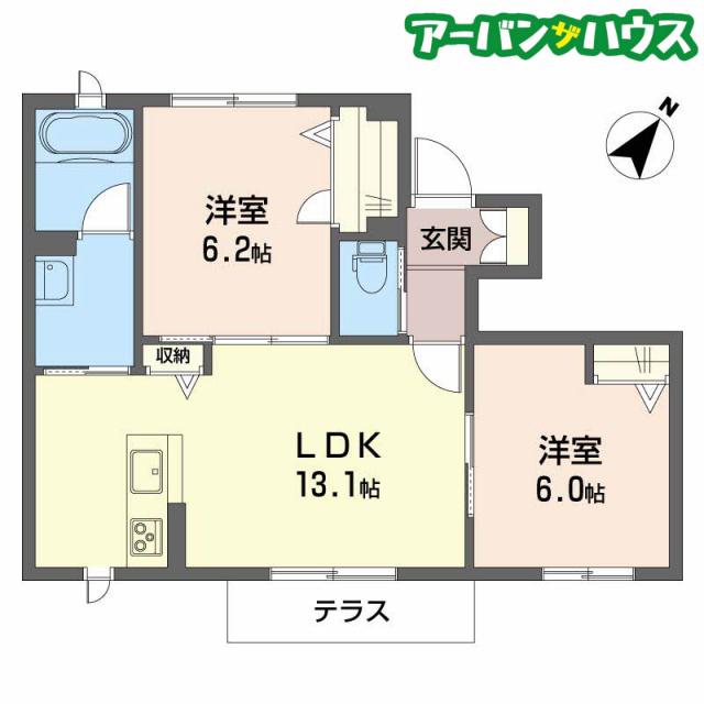 サンク・エール(2LDK/1階)の間取り写真