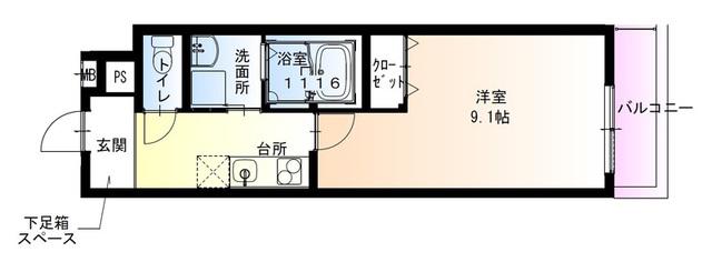 フジパレス湊駅南サウス(1K/1階)の間取り写真