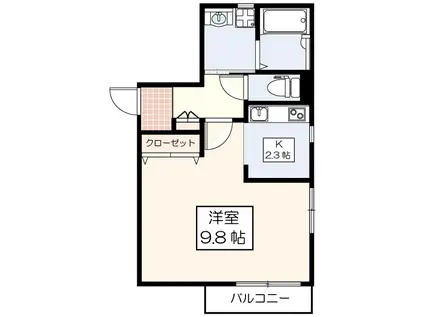 リヴェール武蔵野(1K/1階)の間取り写真