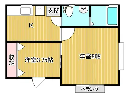 ハイムワタナベI(2K/2階)の間取り写真