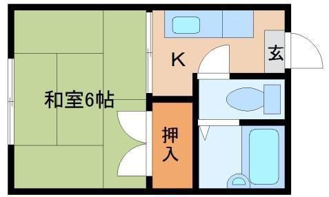 レ・ユニオン若草(1K/2階)の間取り写真