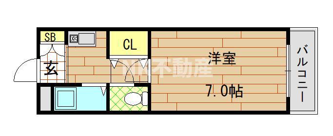 ヴィブレハイム(1K/3階)の間取り写真