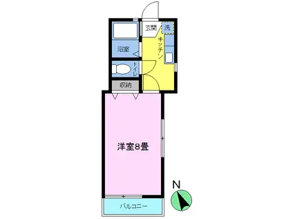 ベルヴューII(1K/1階)の間取り写真