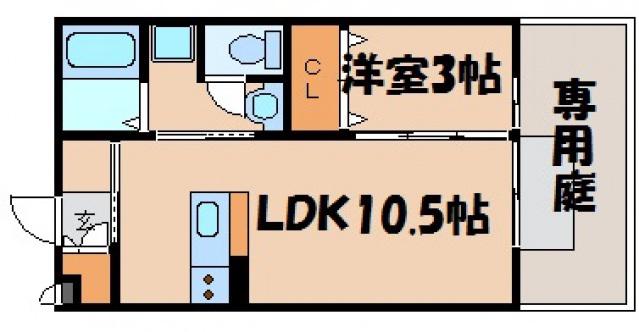ルミエル(1LDK/1階)の間取り写真