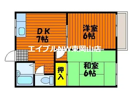 ハイツ・リビエラ(2DK/2階)の間取り写真