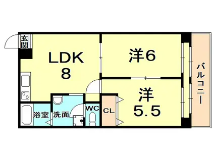 クラウンマンション(2LDK/2階)の間取り写真