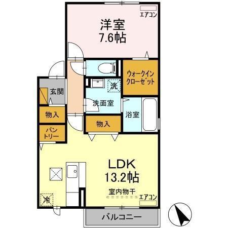 フェニーチェ B(1LDK/1階)の間取り写真
